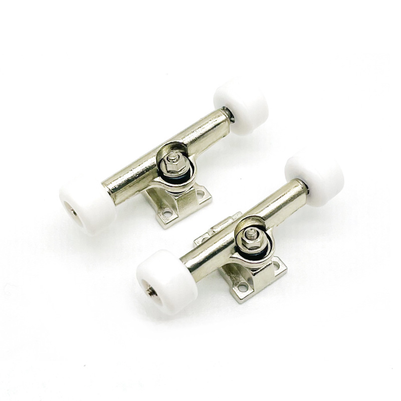 A pair of white wheels and a bridge